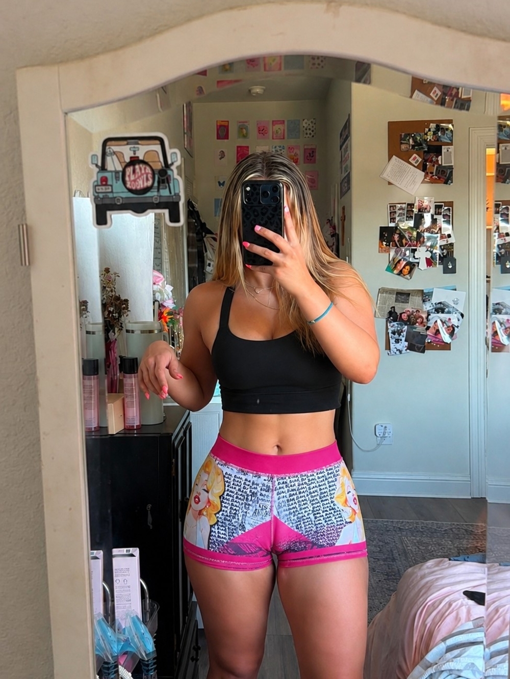 Magenta Graphic Bike Shorts for Women